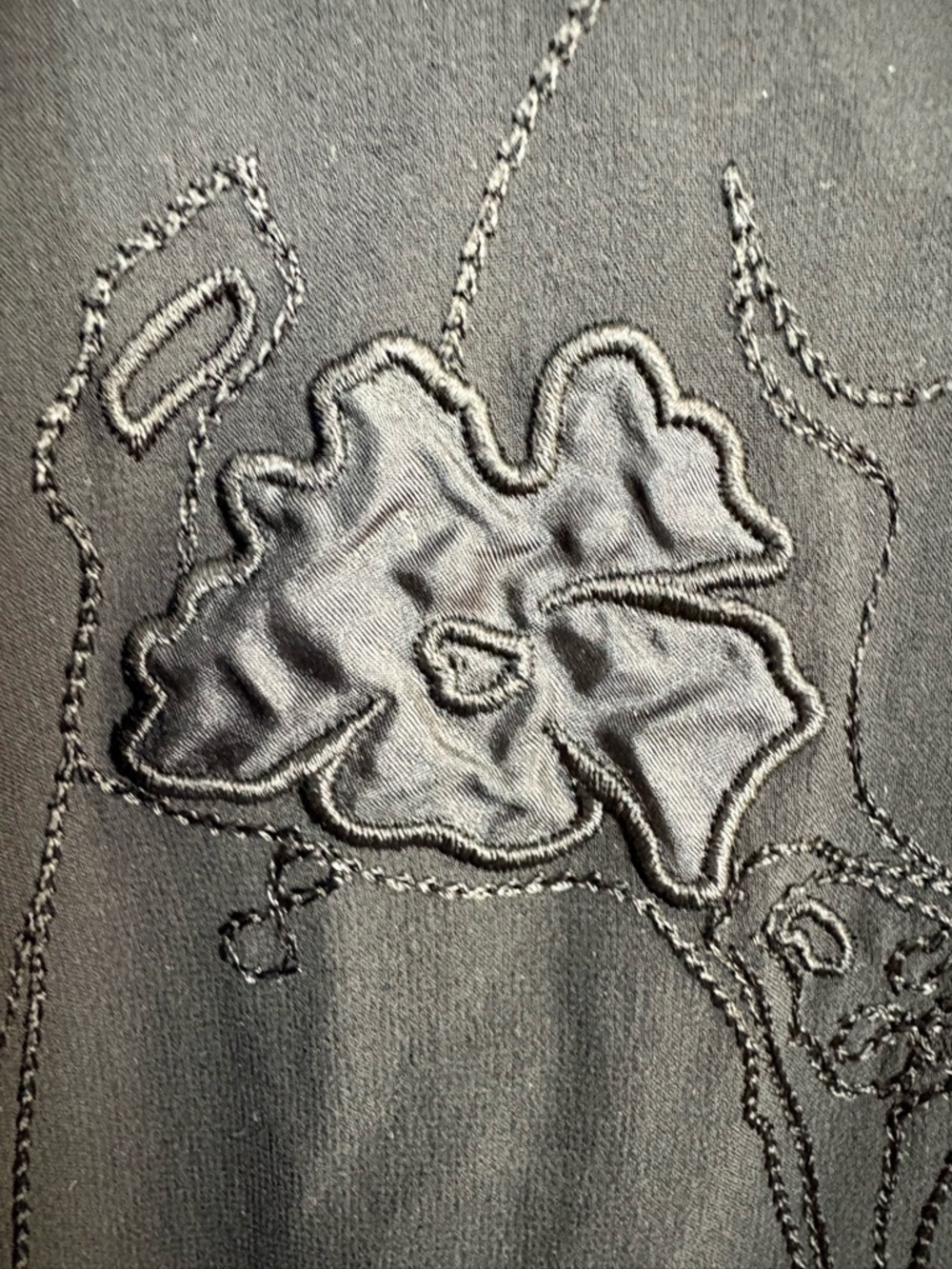 NWT Chico's Sheer Black Embroidered Button-Up Top 100% Silk Plus Size Witchy - Picture 6 of 9